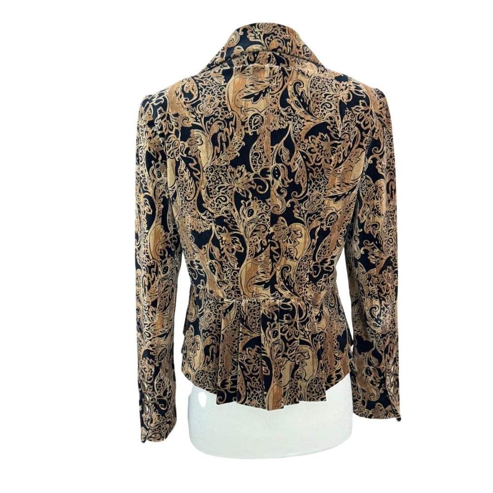 Vintage Y2k Goth Gold and Black Velour Pemlum Blazer size 8 Decorative Buttons - Picture 6 of 12